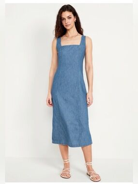Old Navy Light Blue Midi Denim Tank Dress